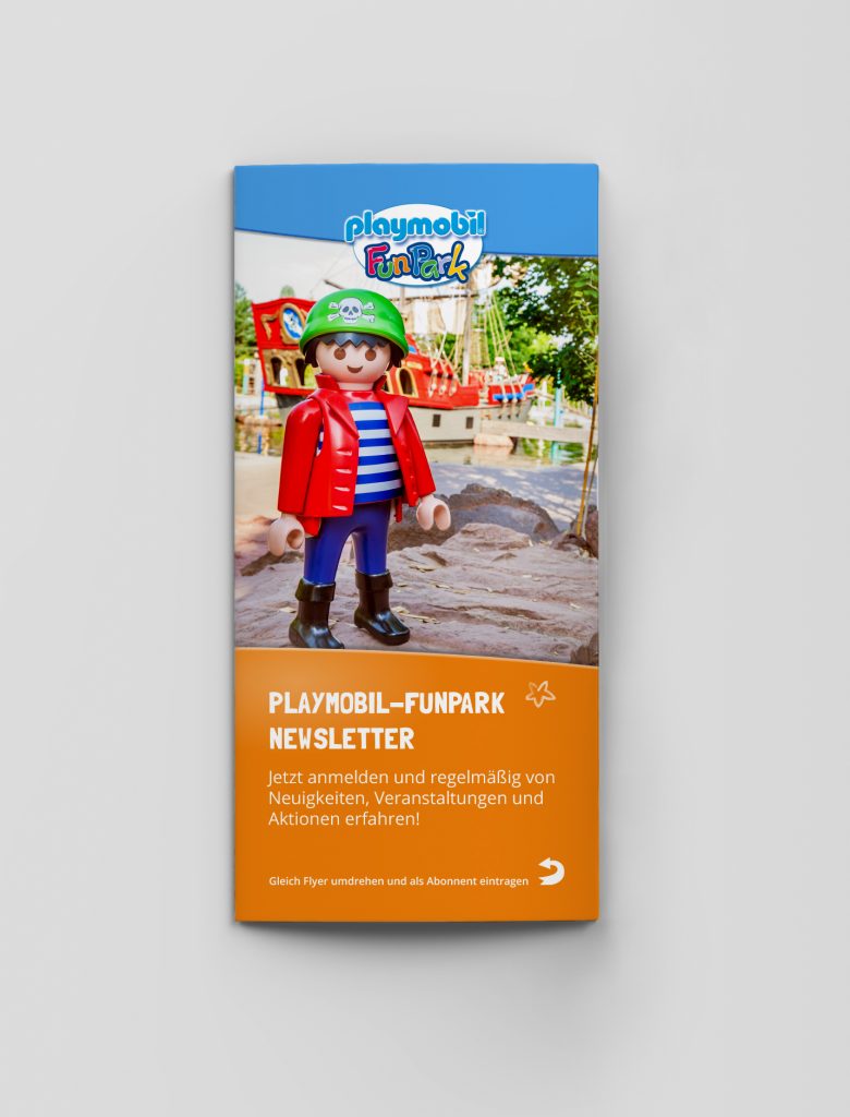 Flyer zur Newsletter-Anmeldung für den PLAYMOBIL-FunPark